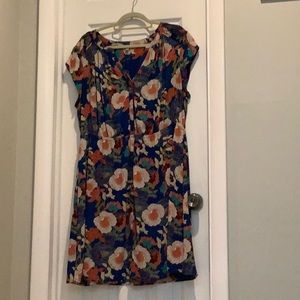 lined floral print dress